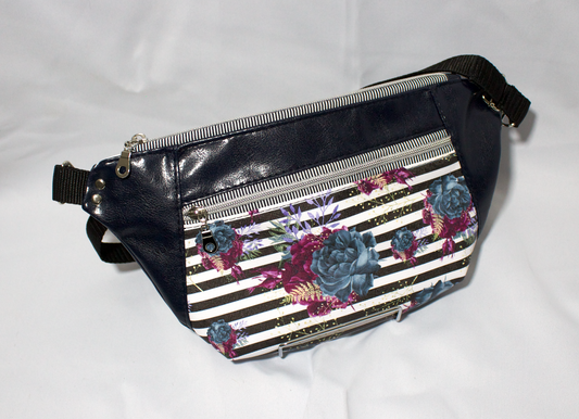 Hip bag Cross body bag in a blue rose vinyl