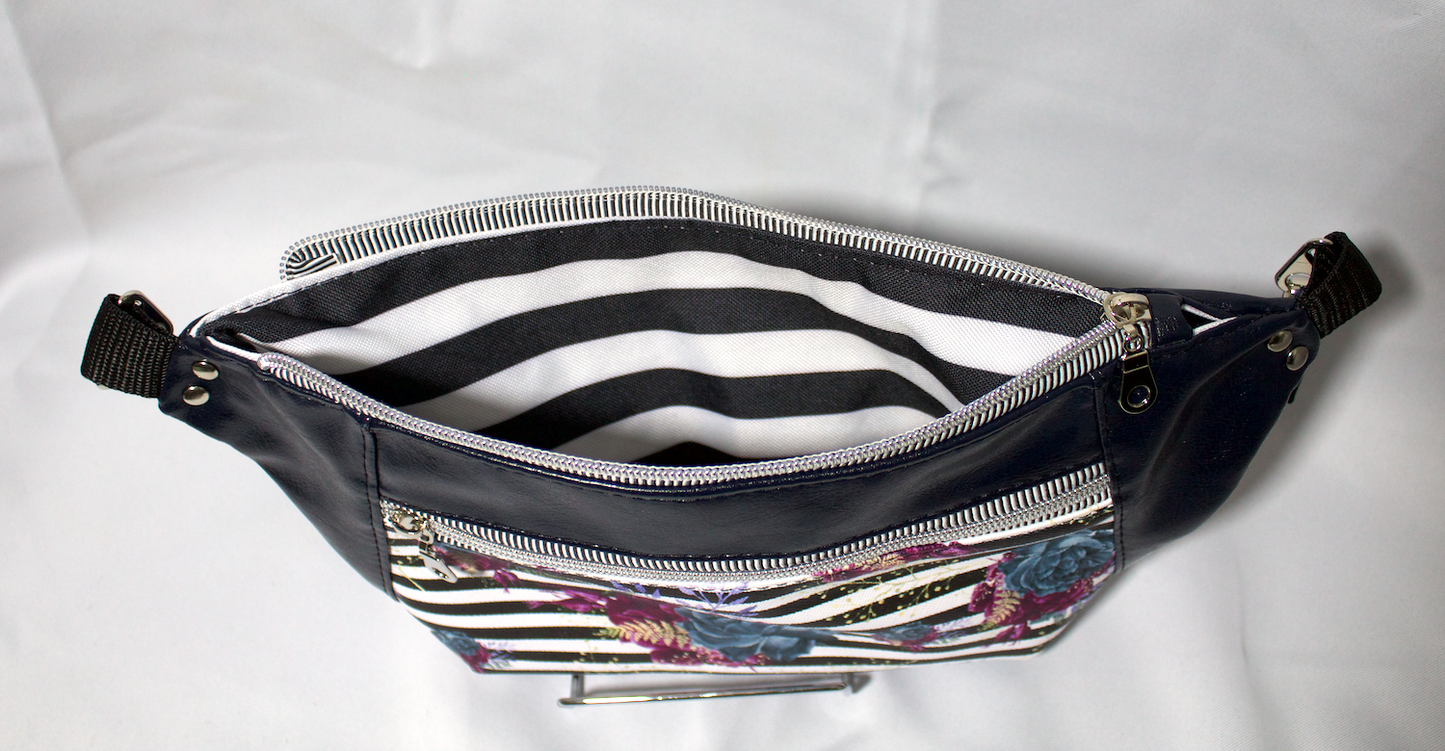Hip bag Cross body bag in a blue rose vinyl