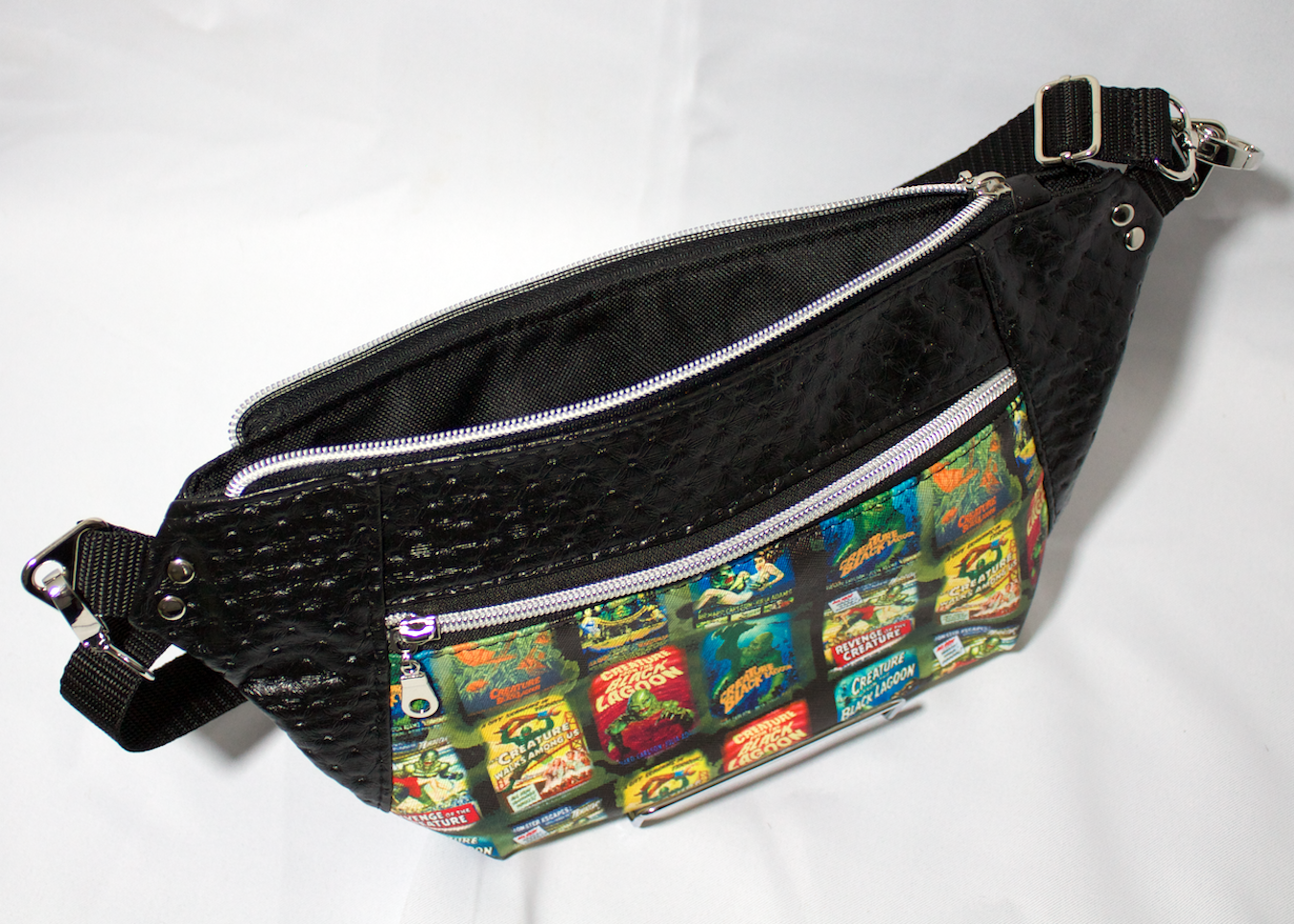 Hip bag, crossbody bag with custom vintage horror movie vinyl