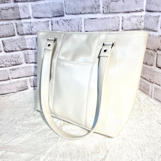 Large Tote in an off white vinyl