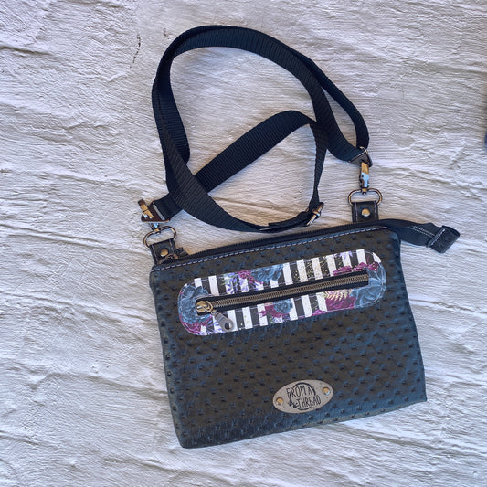 Switch Bag in black with fuschia, black, white accent (sample bag)