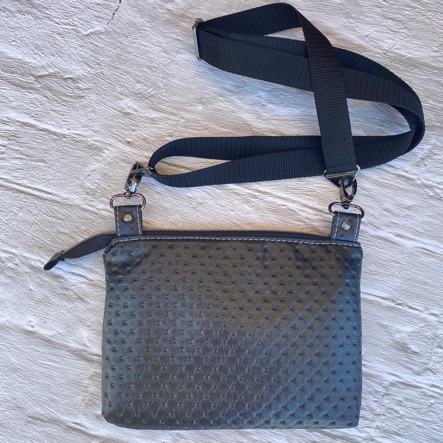 Switch Bag in black with fuschia, black, white accent (sample bag)