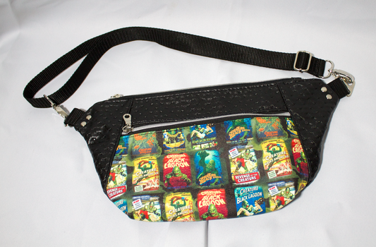 Hip bag, crossbody bag with custom vintage horror movie vinyl