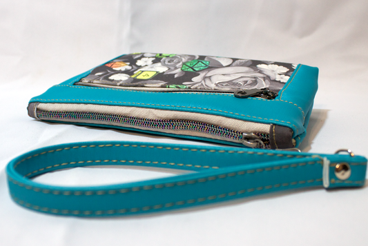 Wristlet Clutch zipper pouch turquoise