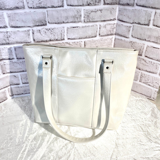 Large Tote in an off white vinyl